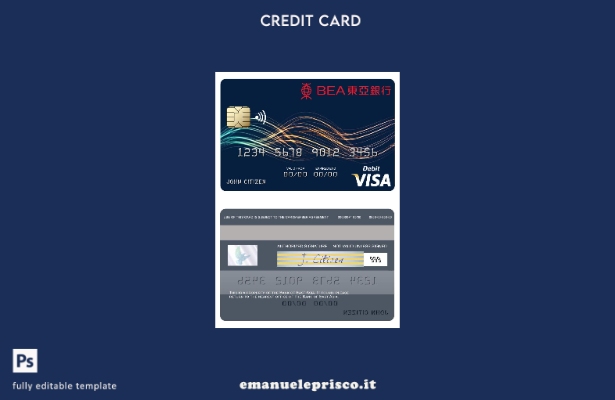 modello di carta di debito visto della Banca dell'Asia orientale in stile verifi